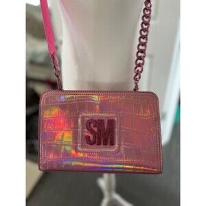 RARE Steve Madden Blima Pink Iridescent Adjustable Chain Crossbody Handbag  #315